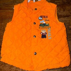 Orange Quilted Vest Toddler Boy Girl 24 Months "Hike the Forest Trails" Bear